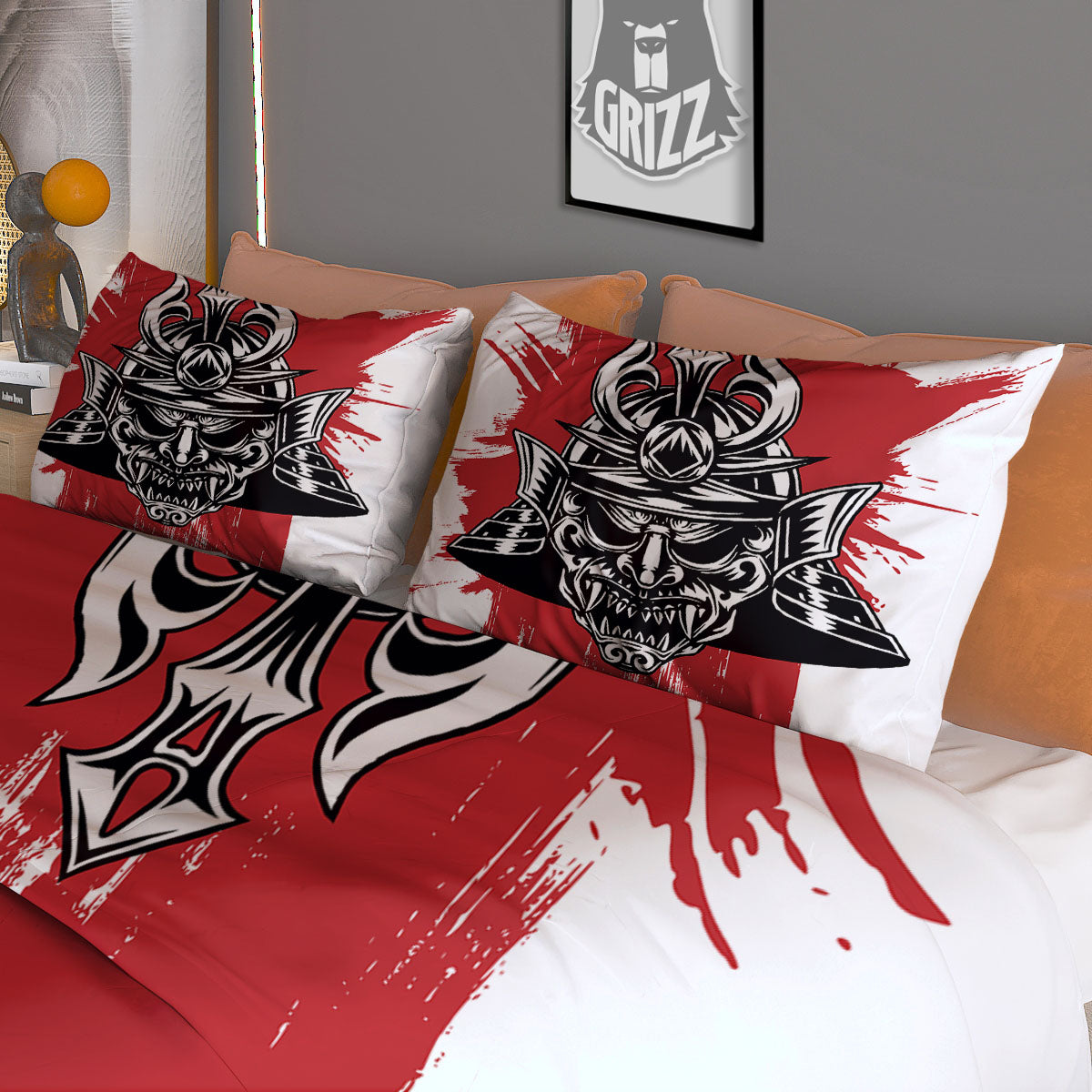Warrior Japanese Samurai Print Duvet Cover Bedding Set