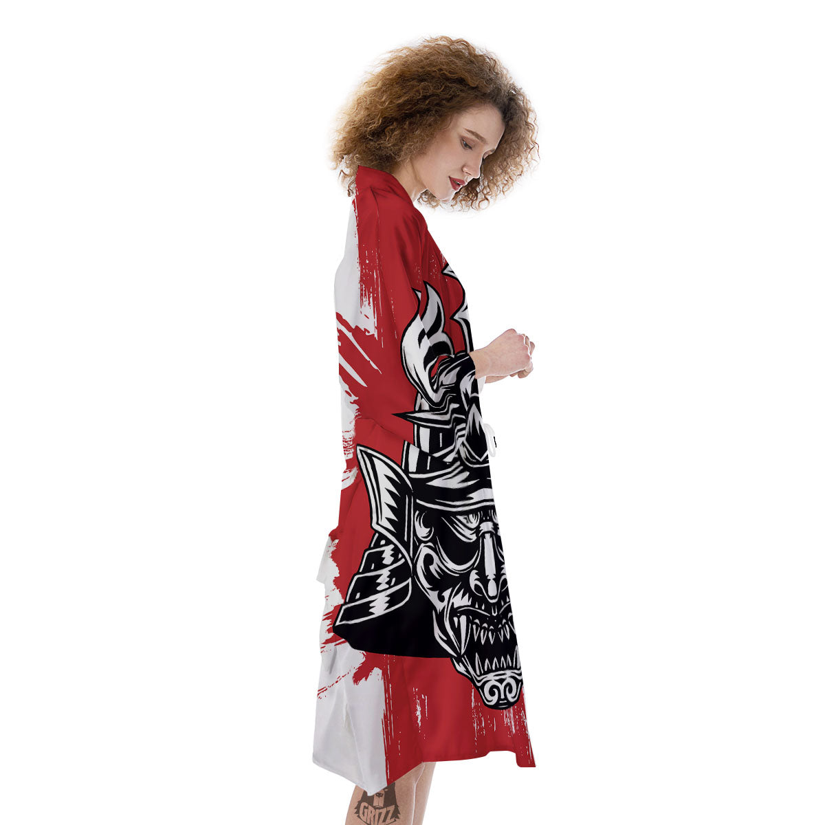 Warrior Japanese Samurai Print Kimono-grizzshop