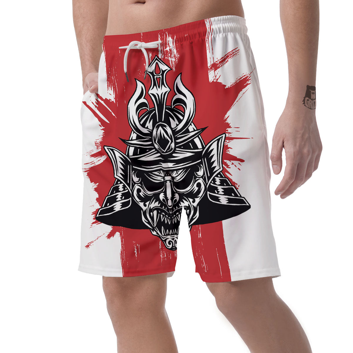 Warrior Japanese Samurai Print Men's Shorts-grizzshop