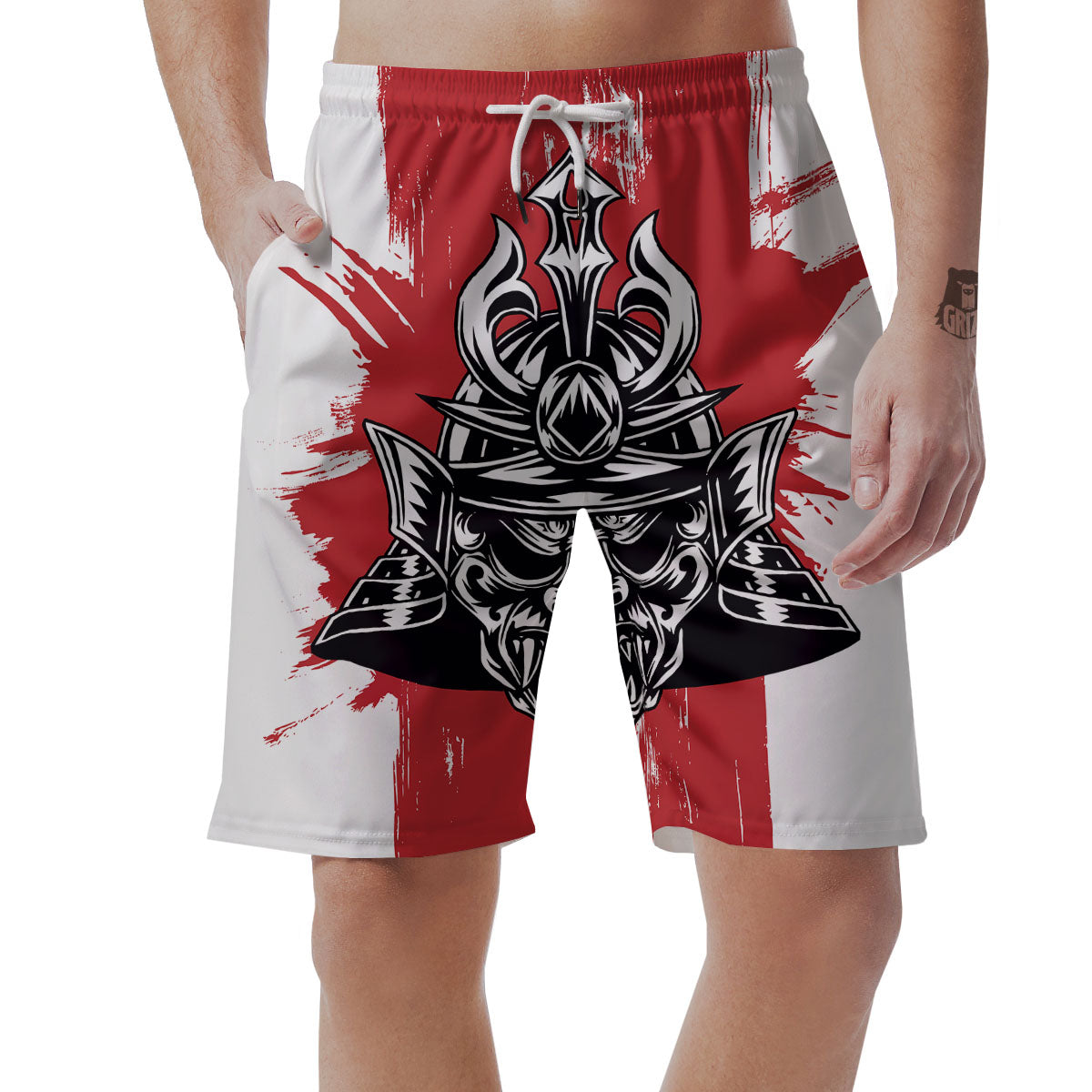 Warrior Japanese Samurai Print Men's Shorts-grizzshop