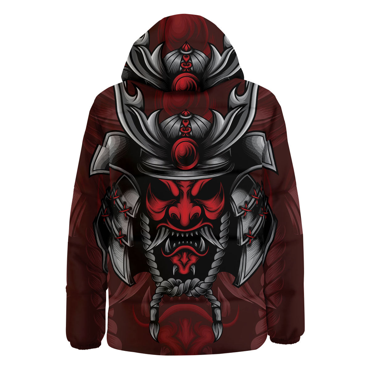 Warrior Mask Japanese Print Down Jacket-grizzshop