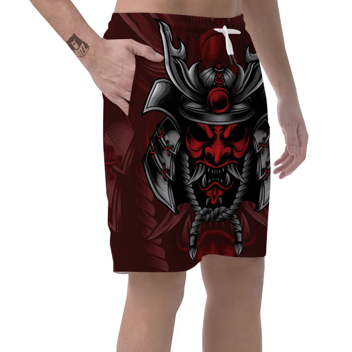 Warrior Mask Japanese Print Men's Shorts-grizzshop