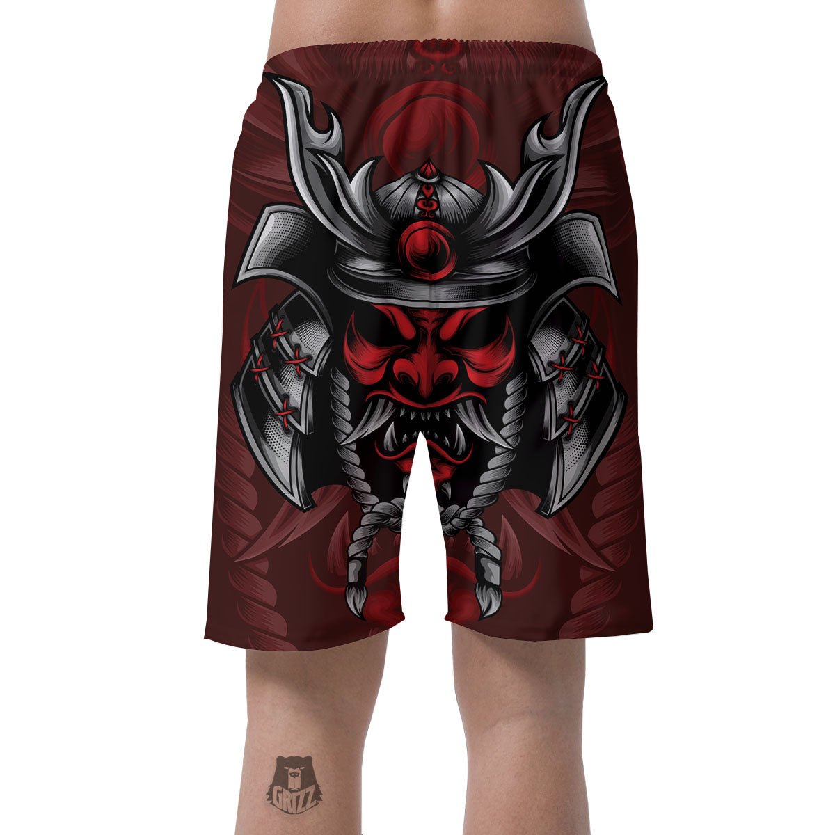 Warrior Mask Japanese Print Men's Shorts-grizzshop