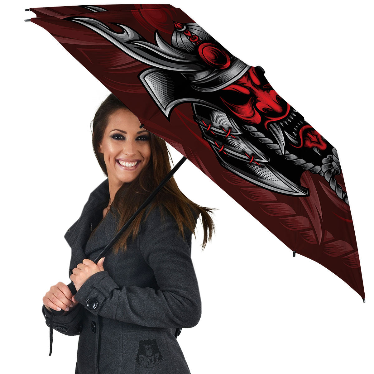 Warrior Mask Japanese Print Umbrella-grizzshop