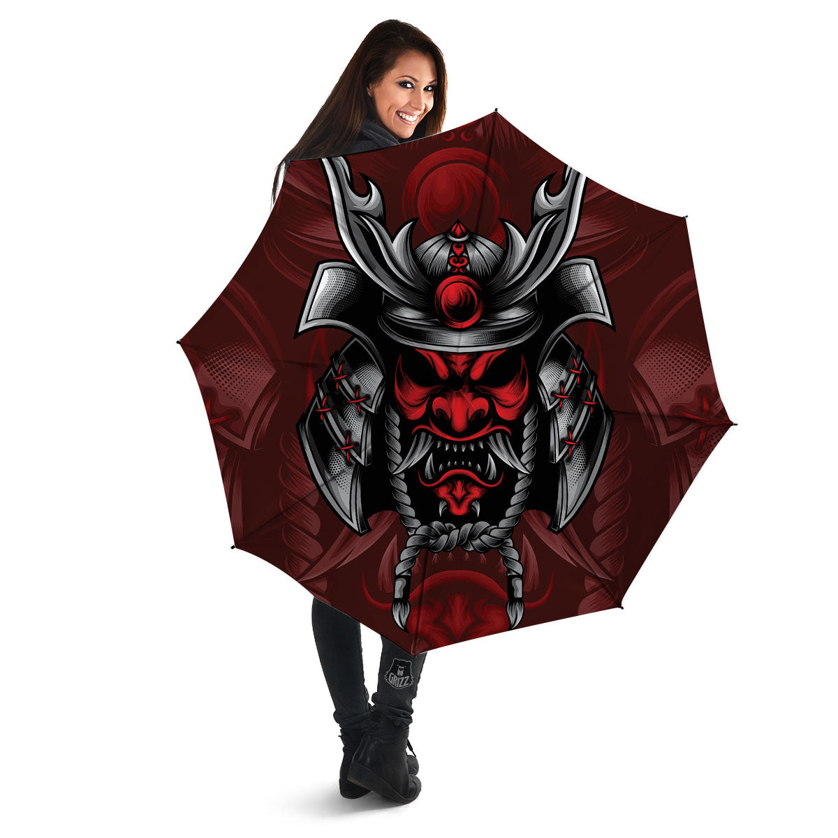 Warrior Mask Japanese Print Umbrella-grizzshop