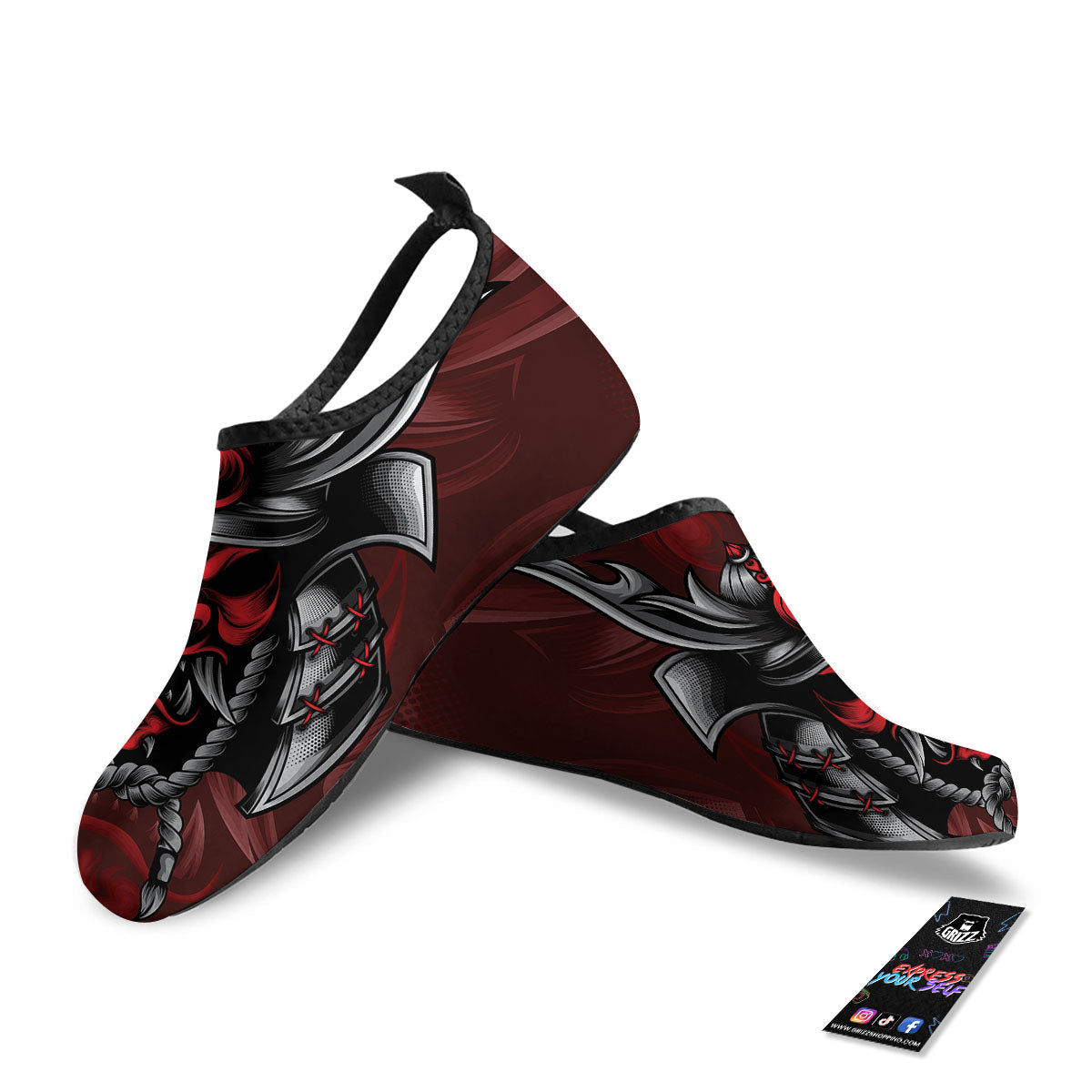 Warrior Mask Japanese Print Water Shoes-grizzshop