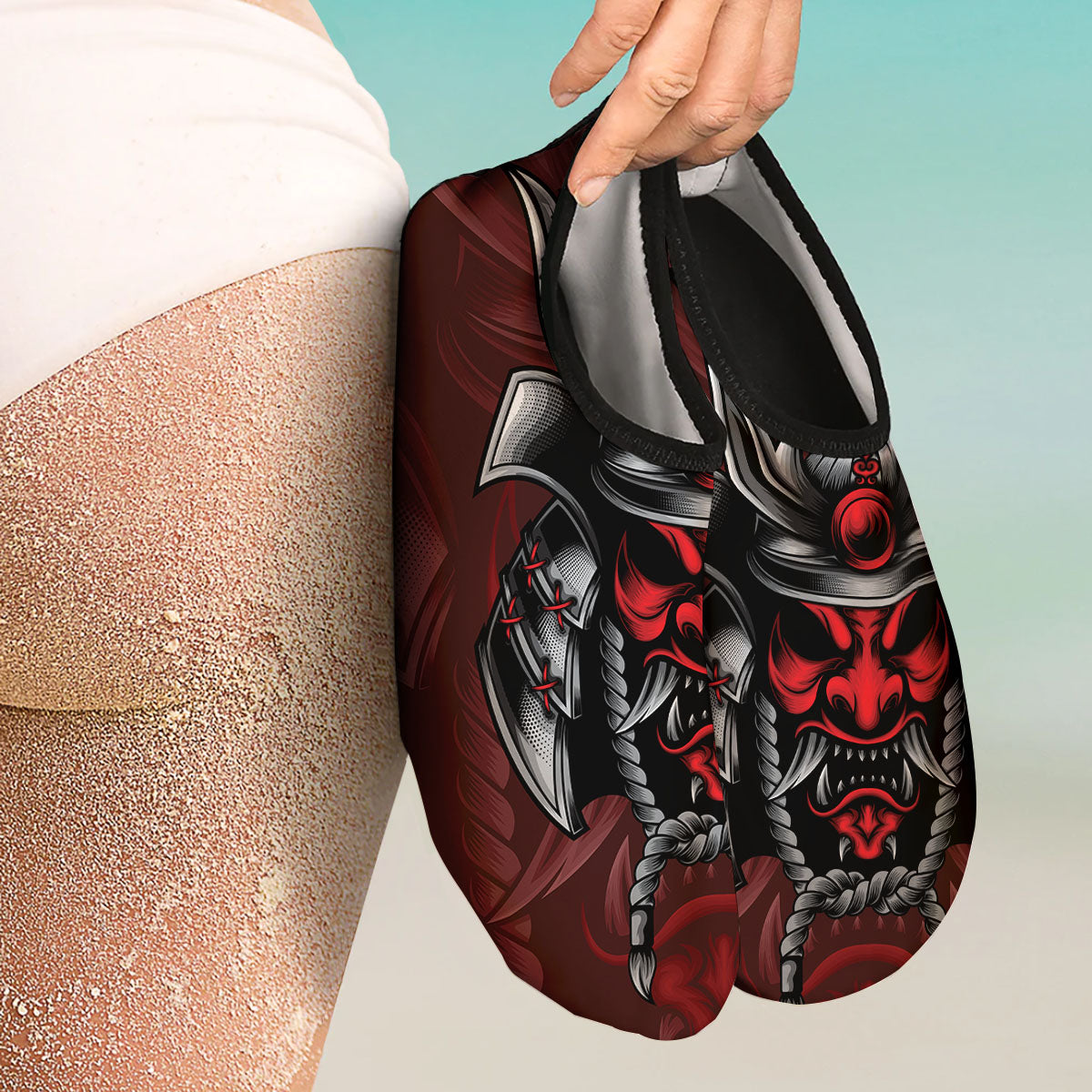 Warrior Mask Japanese Print Water Shoes-grizzshop