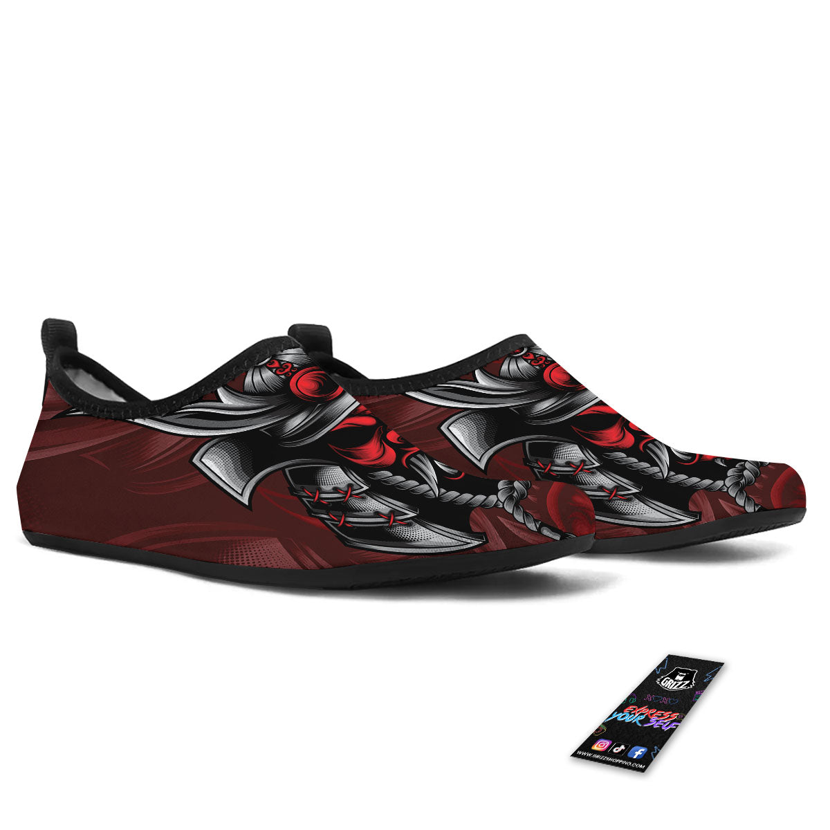 Warrior Mask Japanese Print Water Shoes-grizzshop