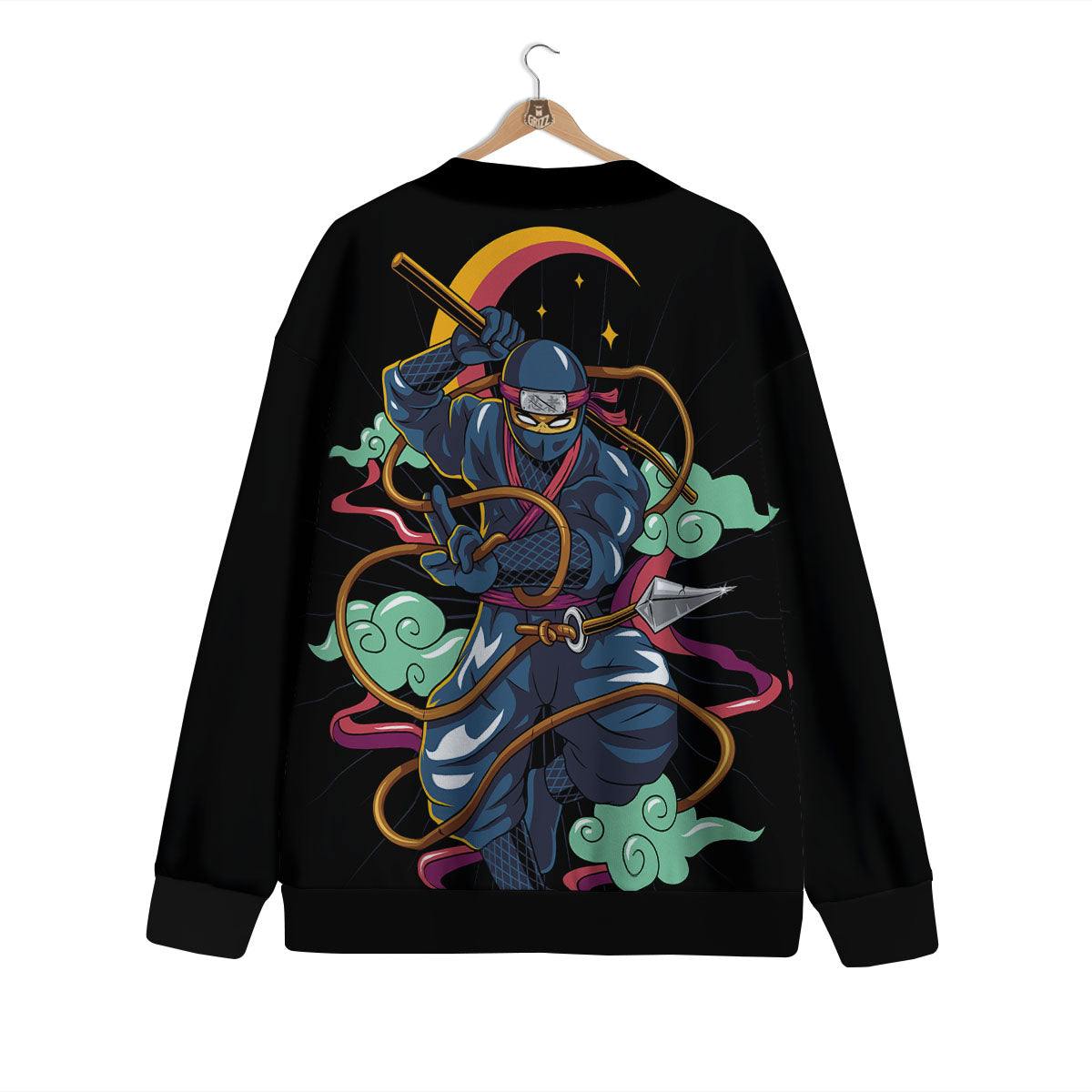Warrior Ninja Print Cardigan-grizzshop