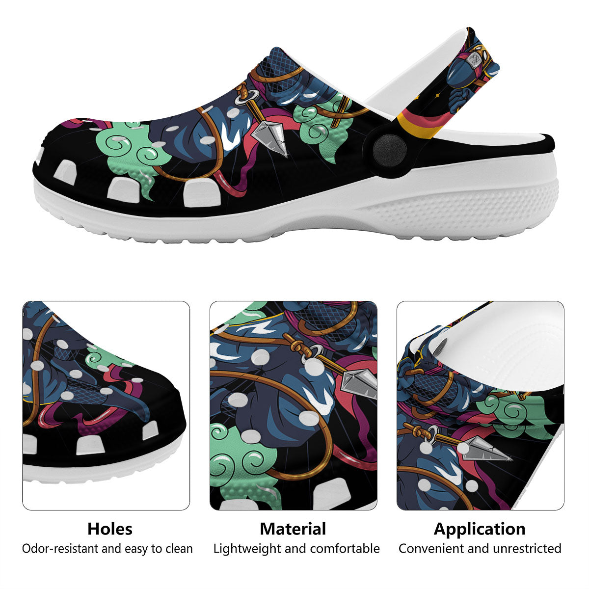 Warrior Ninja Print Clog-grizzshop