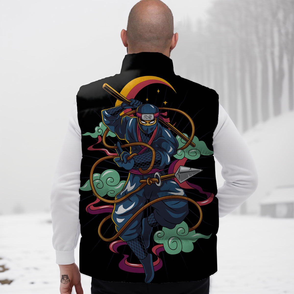 Warrior Ninja Print Down Vest-grizzshop