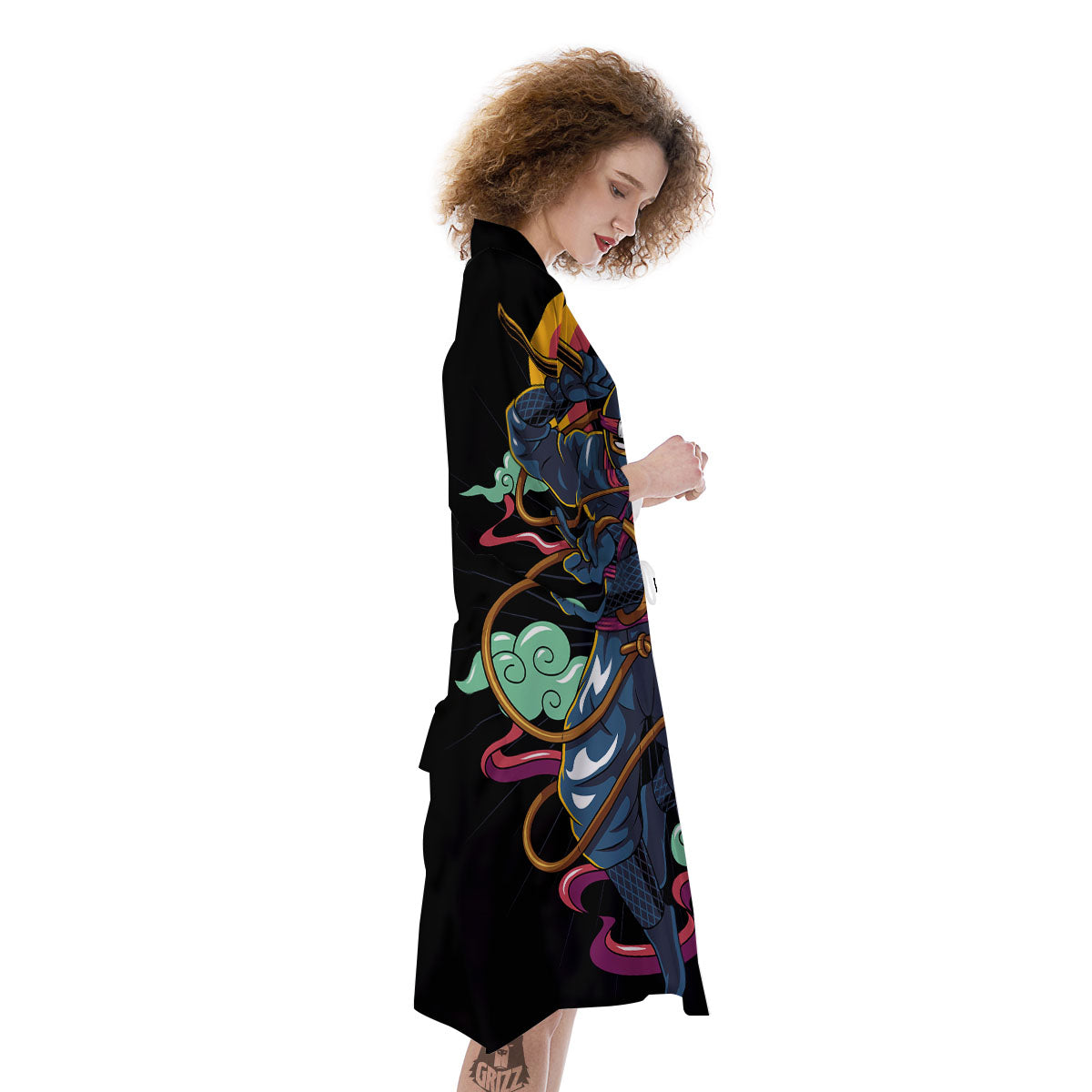 Warrior Ninja Print Kimono-grizzshop