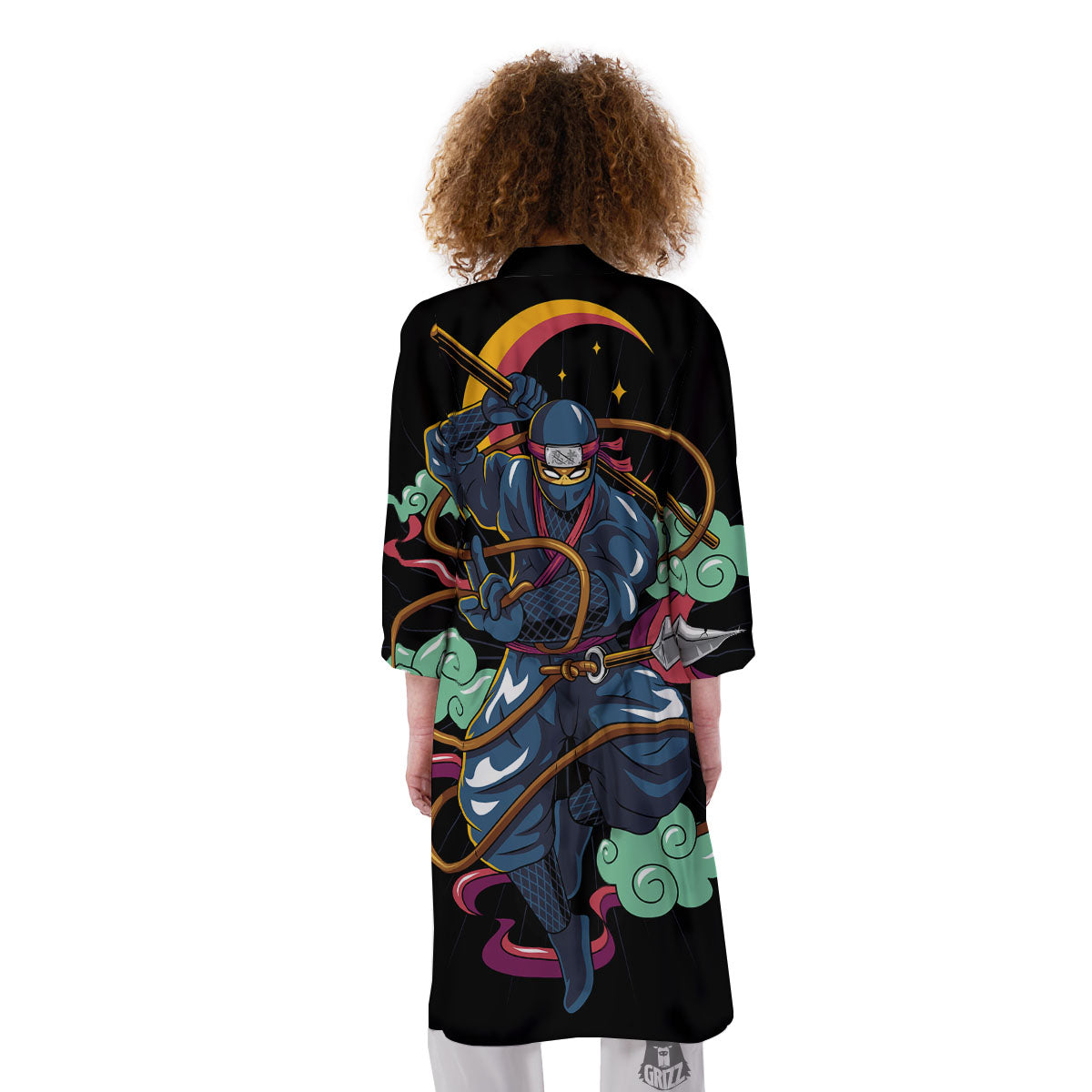 Warrior Ninja Print Kimono-grizzshop