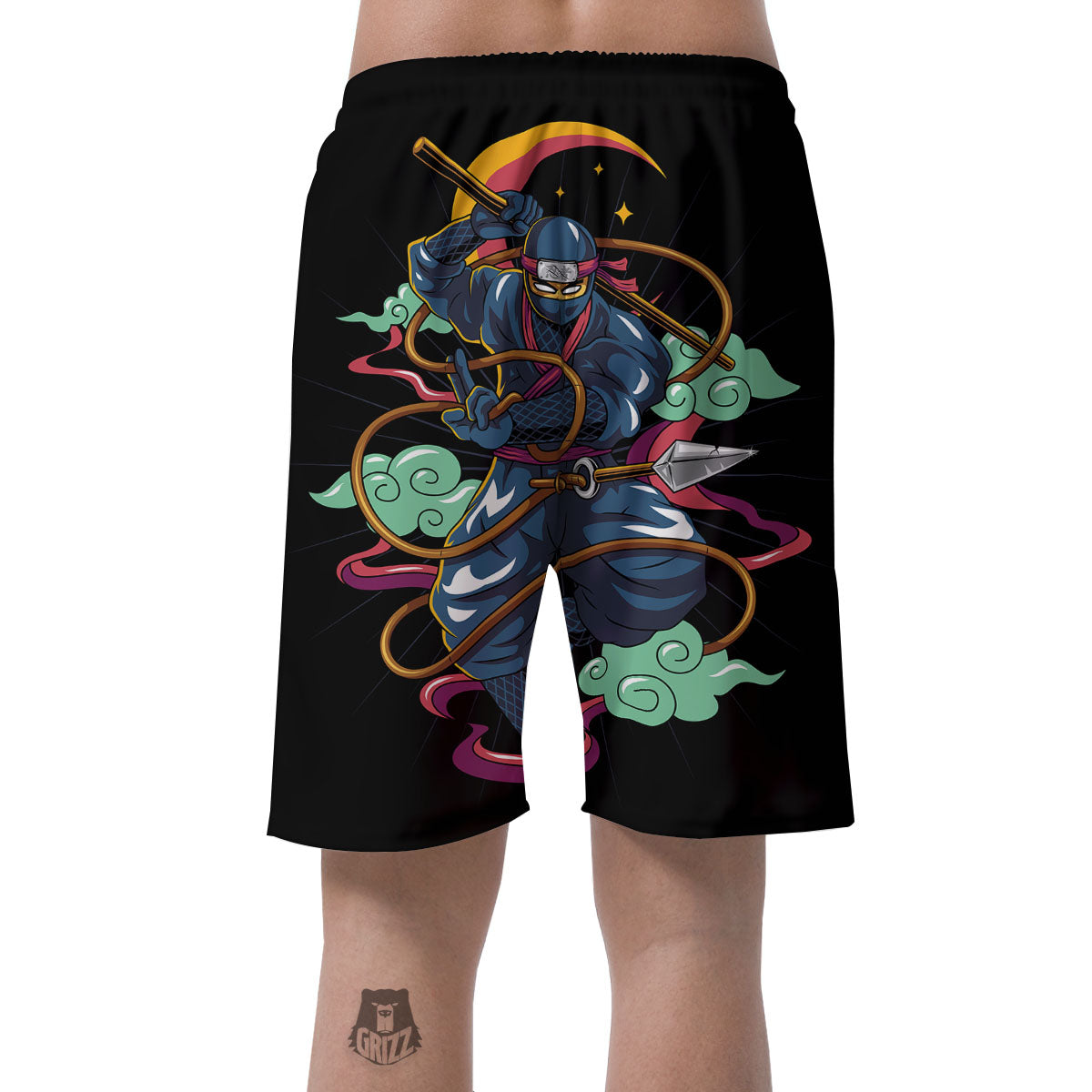 Warrior Ninja Print Men's Shorts-grizzshop