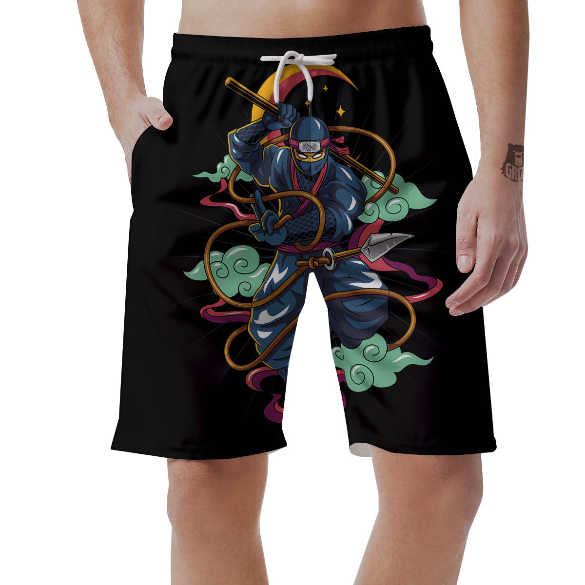 Warrior Ninja Print Men's Shorts-grizzshop