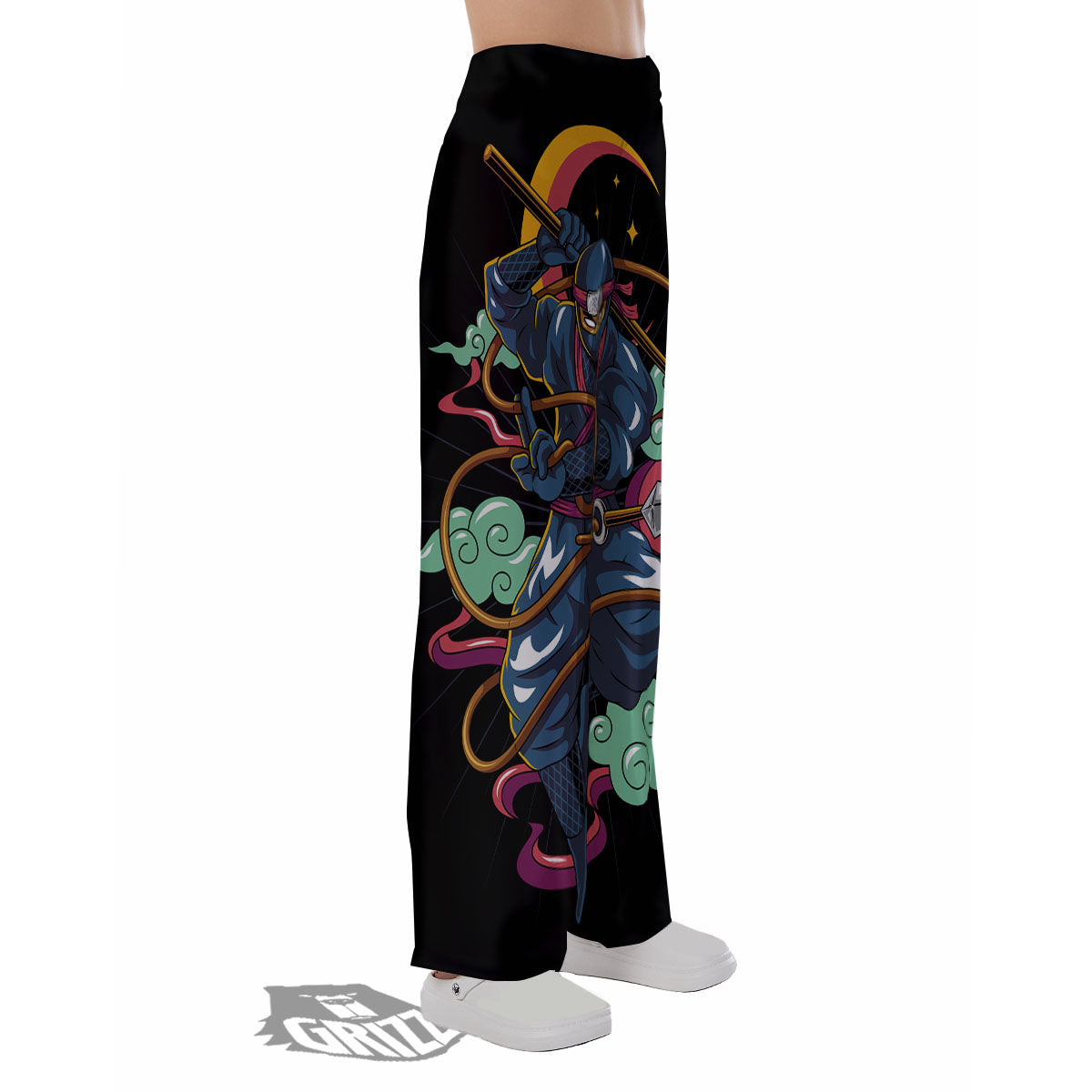 Warrior Ninja Print Pajama Pants-grizzshop