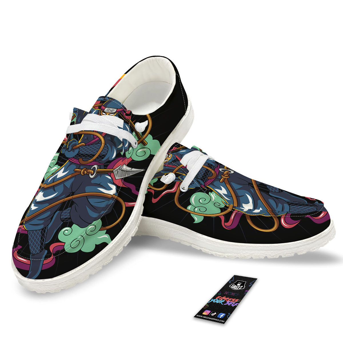Warrior Ninja Print White Loafers-grizzshop