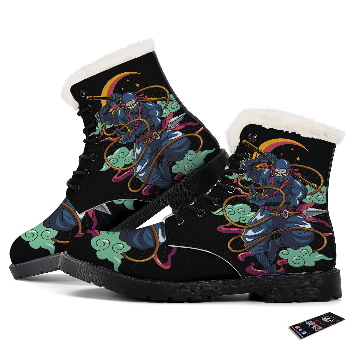 Warrior Ninja Print Winter Boots-grizzshop