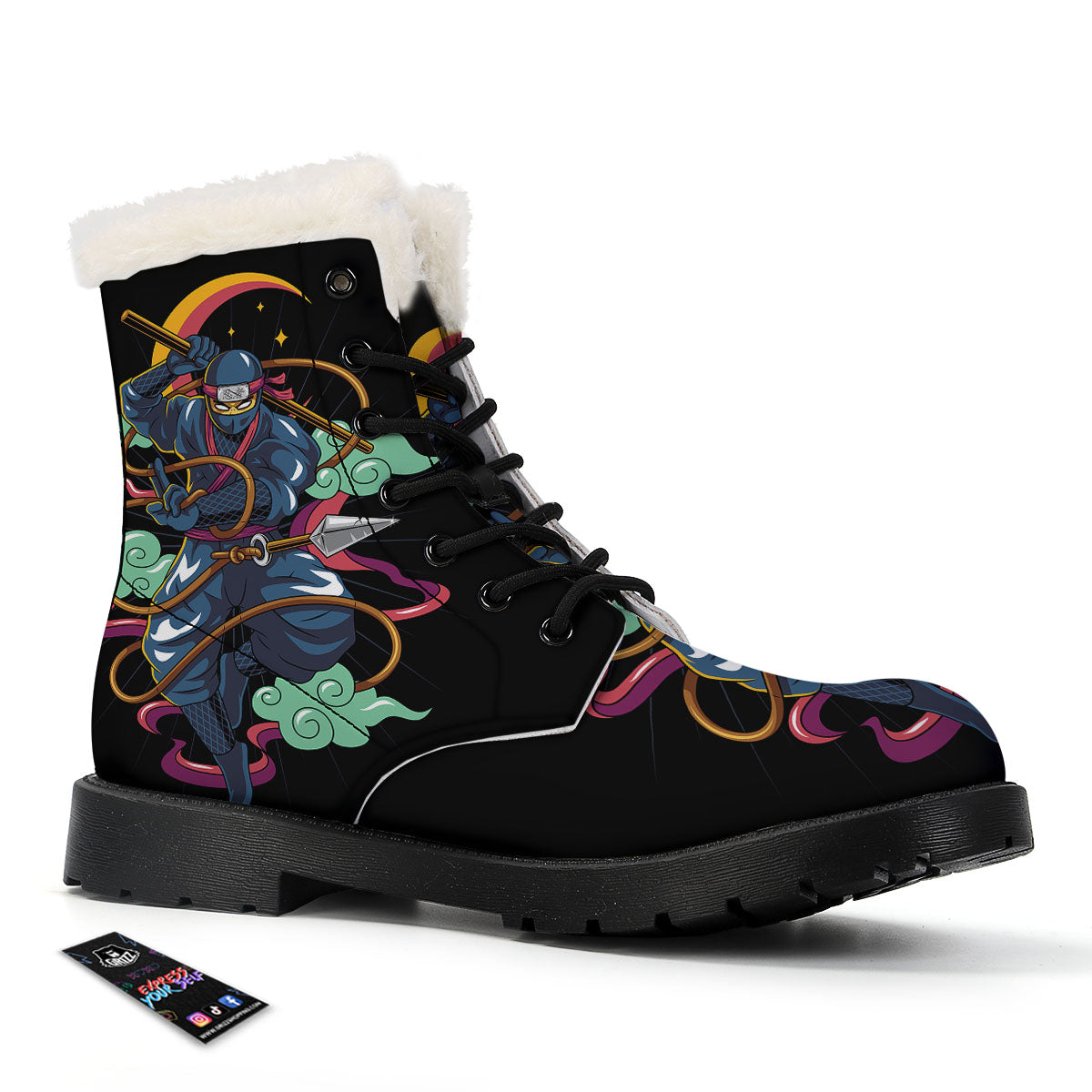 Warrior Ninja Print Winter Boots-grizzshop