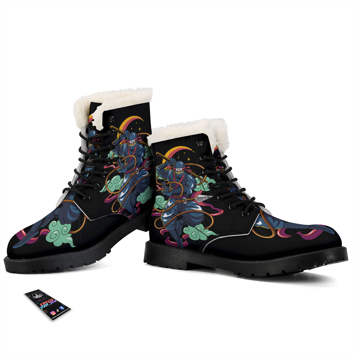 Warrior Ninja Print Winter Boots-grizzshop