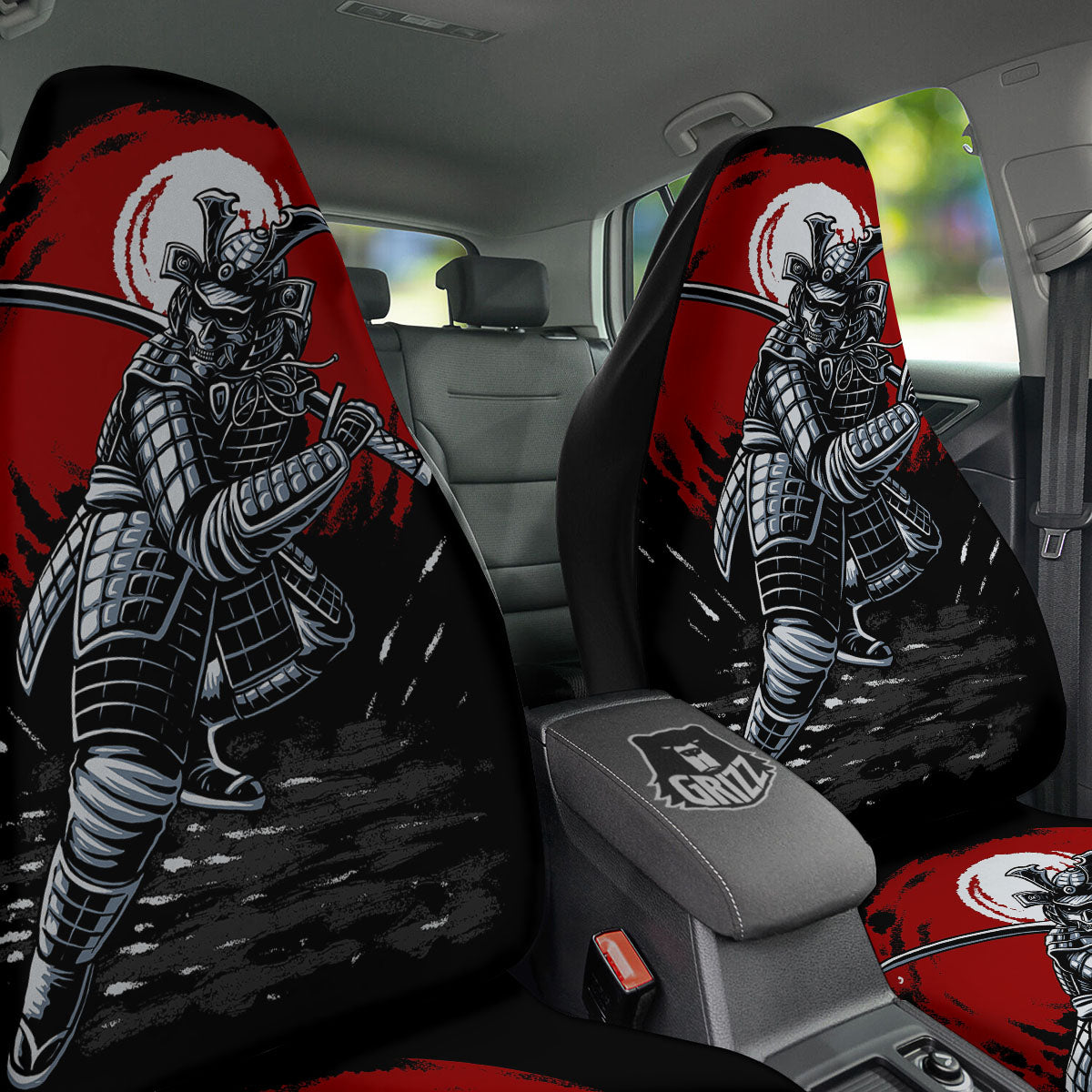 Warrior Samurai Dark Print Car Seat Covers-grizzshop
