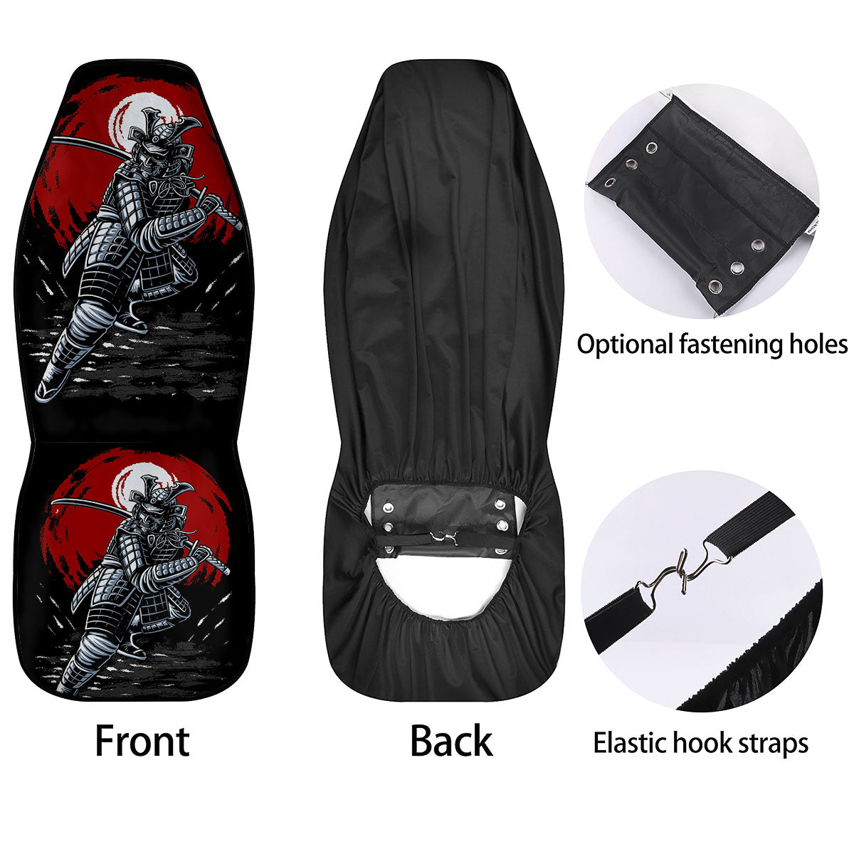 Warrior Samurai Dark Print Car Seat Covers-grizzshop