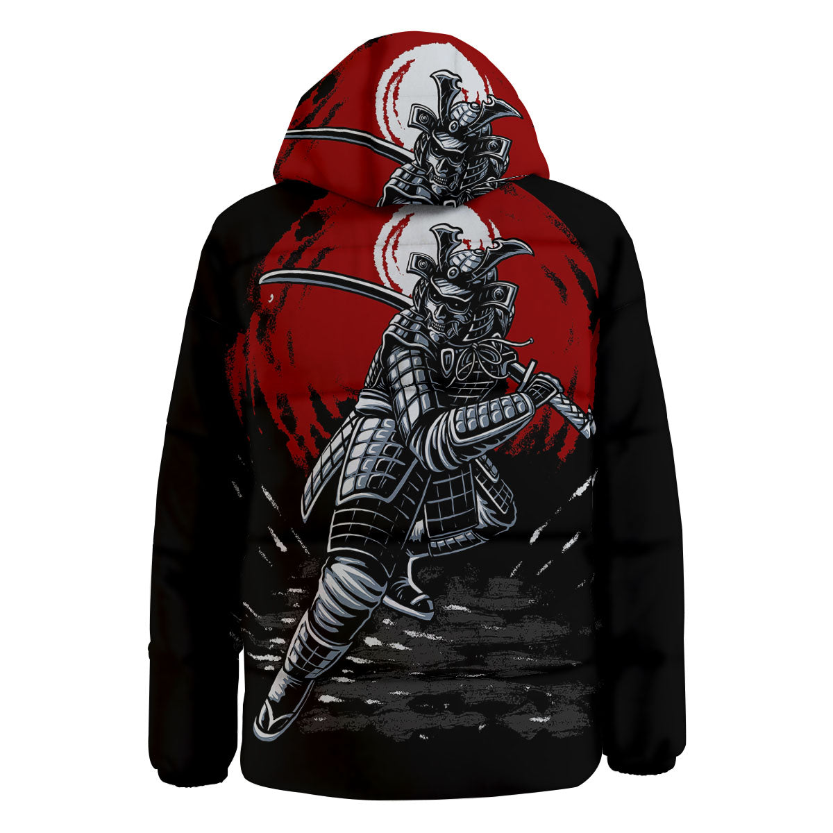 Warrior Samurai Dark Print Down Jacket-grizzshop