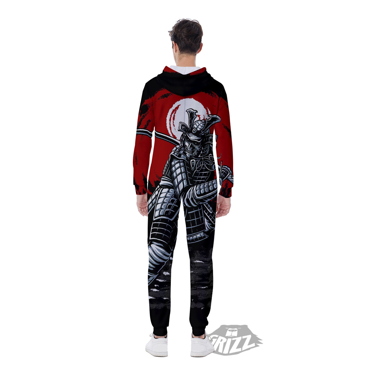 Warrior Samurai Dark Print Men's Jumpsuit-grizzshop
