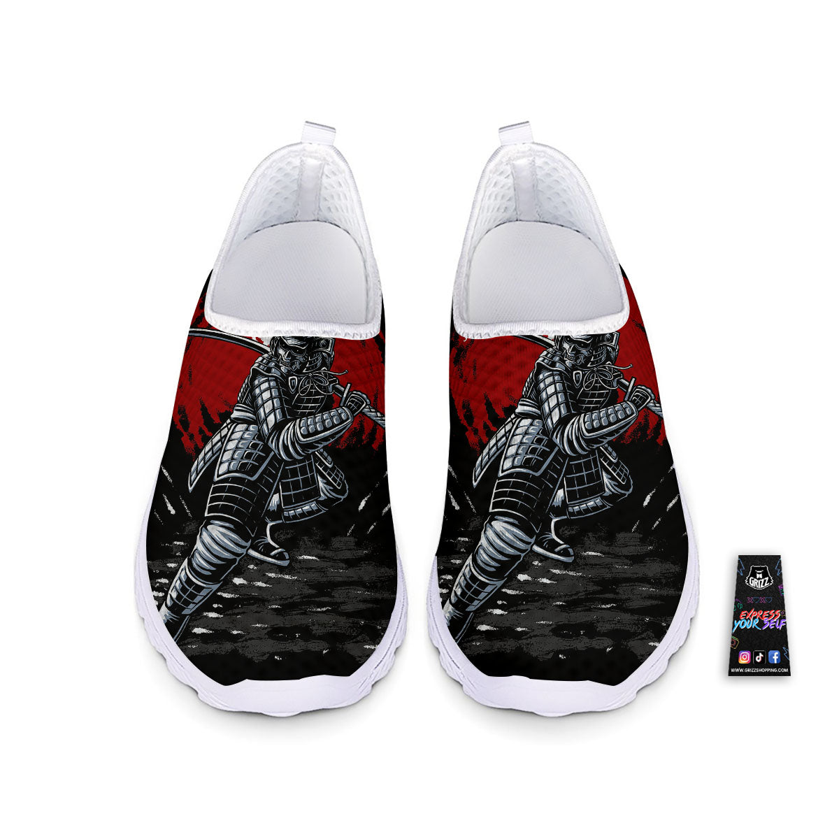 Warrior Samurai Dark Print Nurse Shoes-grizzshop