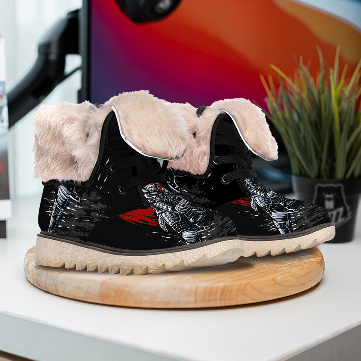 Warrior Samurai Dark Print Snow Boots-grizzshop