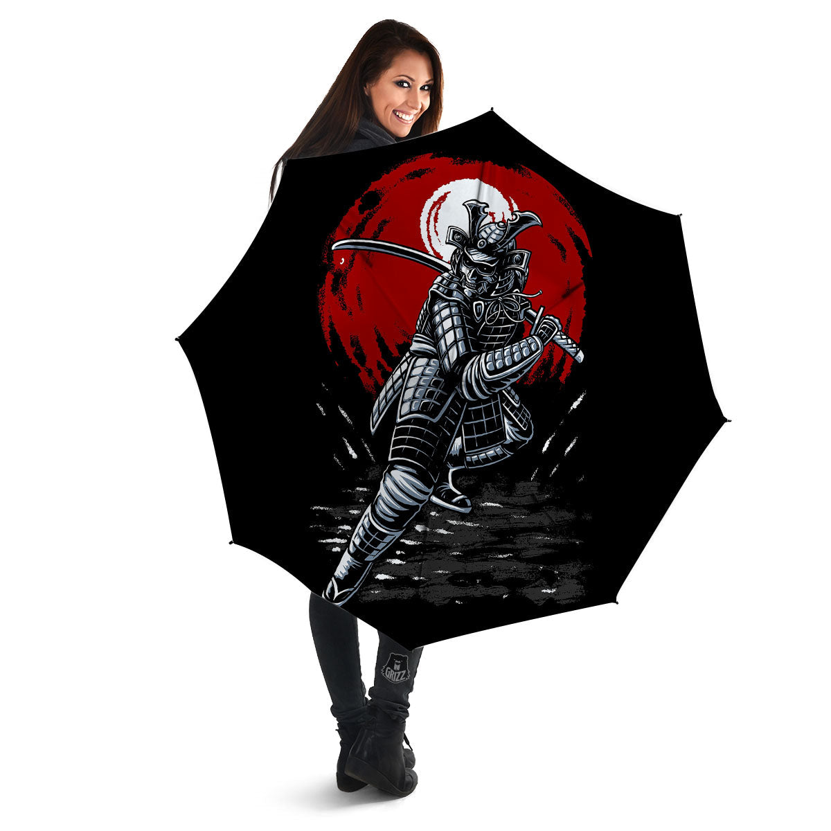 Warrior Samurai Dark Print Umbrella-grizzshop