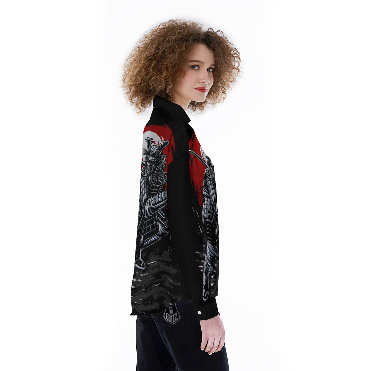 Warrior Samurai Dark Print Women's Long Sleeve Shirts-grizzshop