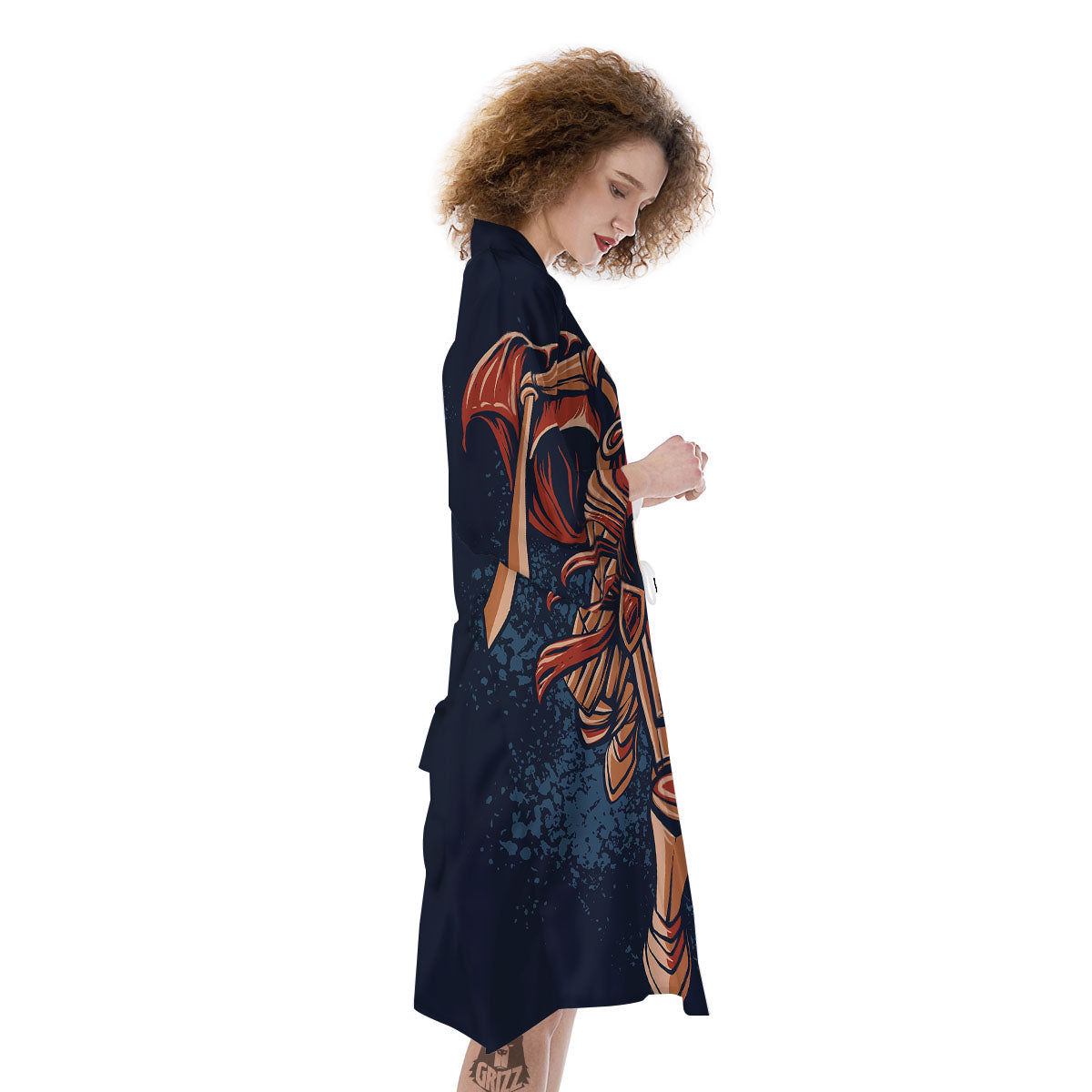 Warrior Spartan Print Kimono-grizzshop