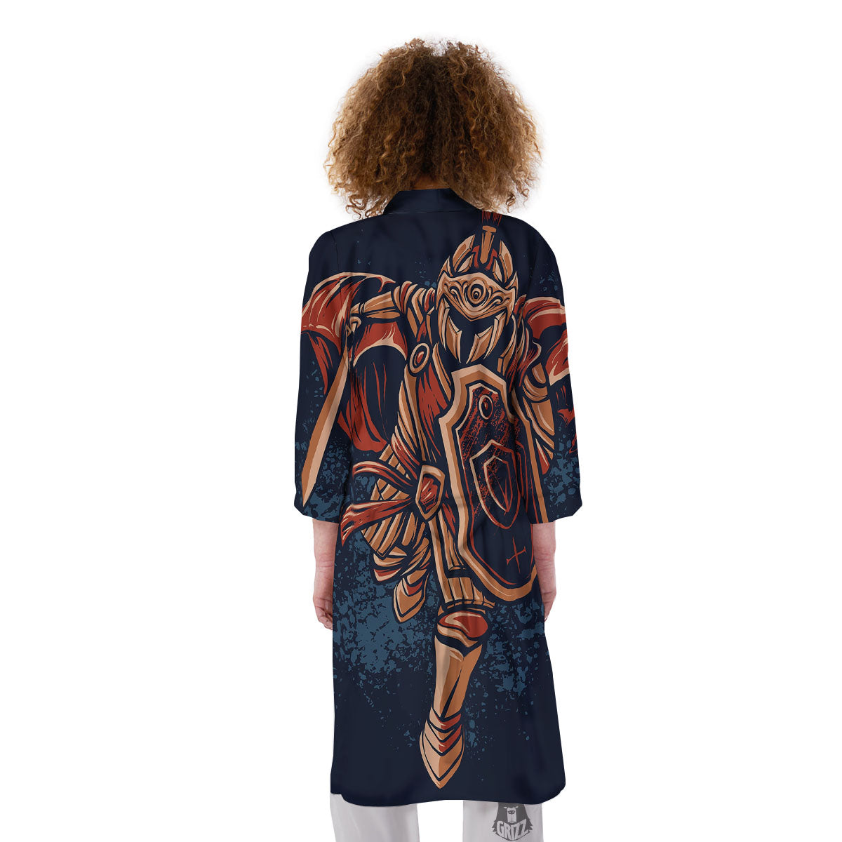 Warrior Spartan Print Kimono-grizzshop