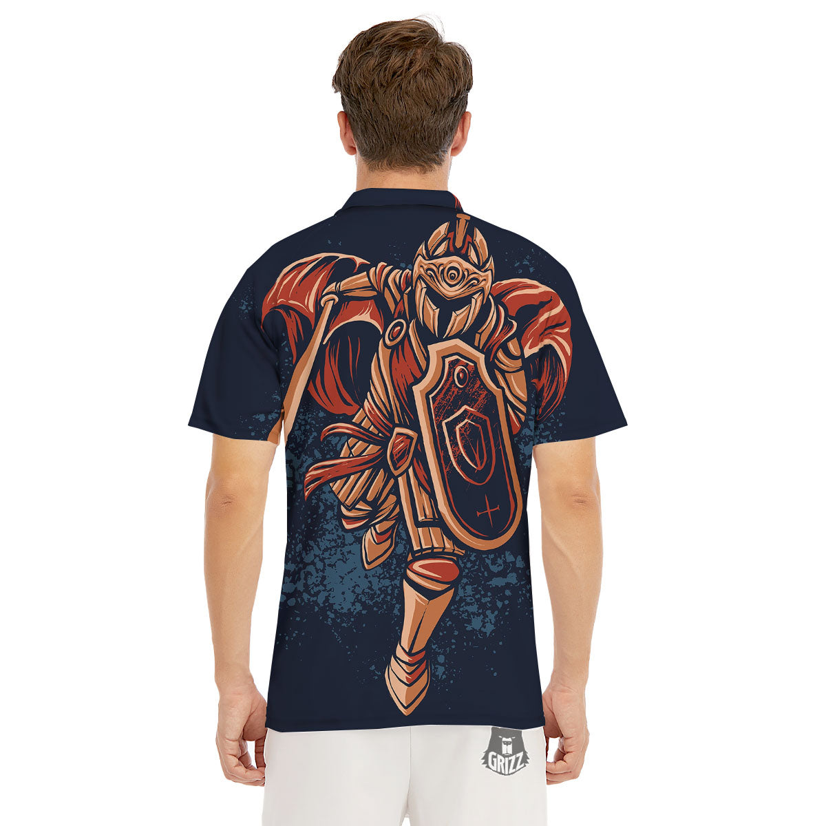 Warrior Spartan Print Men's Golf Shirts-grizzshop