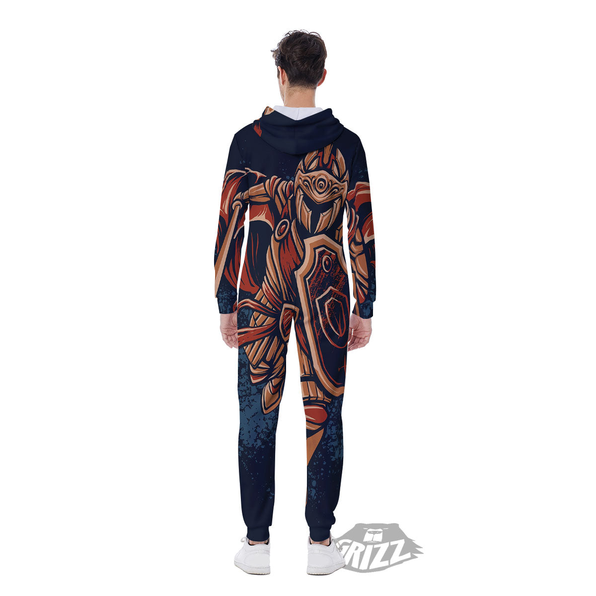 Warrior Spartan Print Men's Jumpsuit-grizzshop