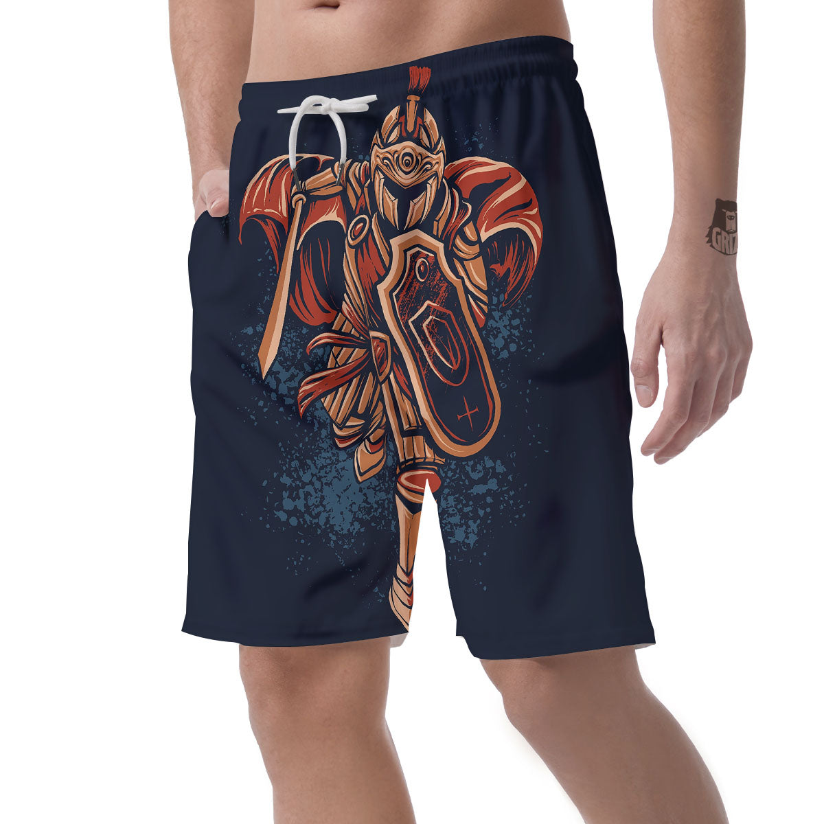 Warrior Spartan Print Men's Shorts-grizzshop