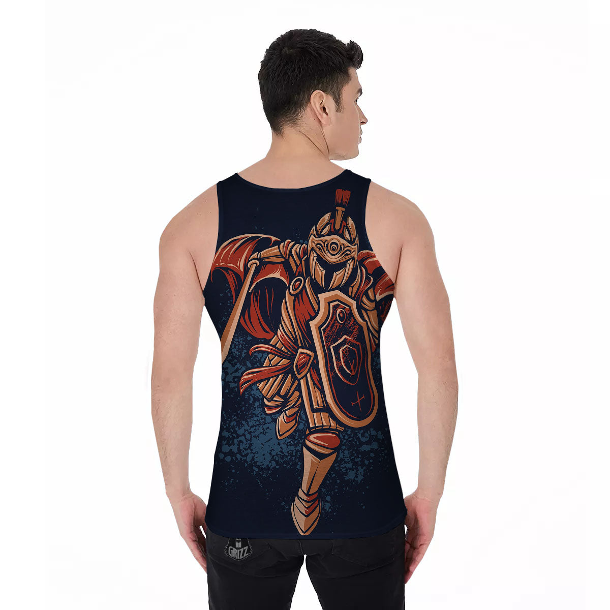 Warrior Spartan Print Men's Tank Top-grizzshop