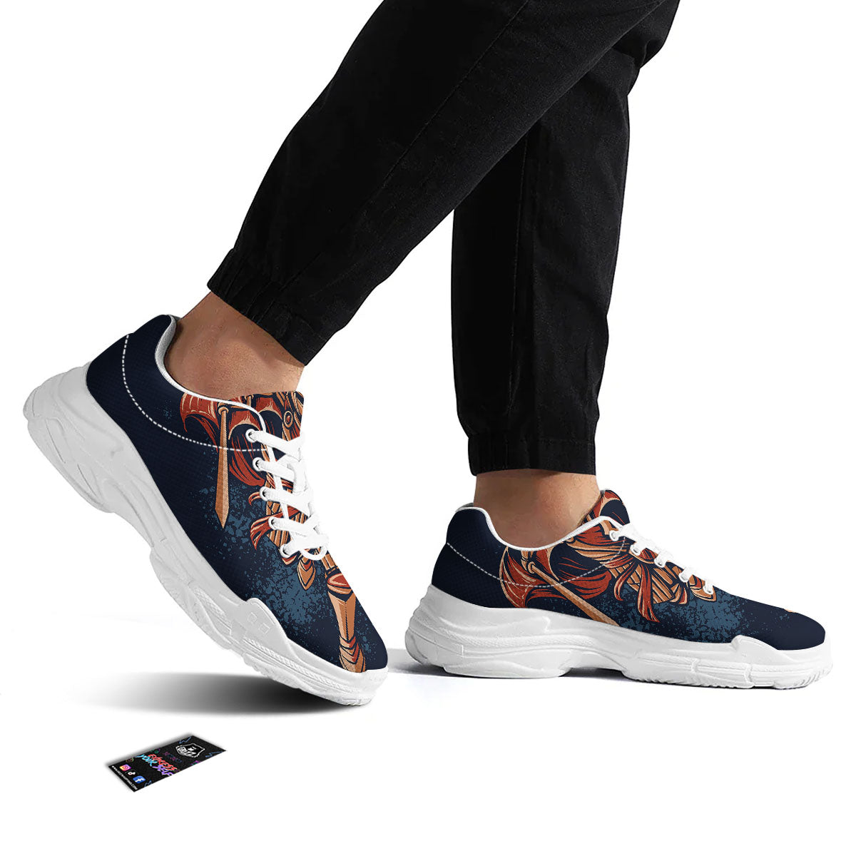 Warrior Spartan Print White Chunky Shoes-grizzshop