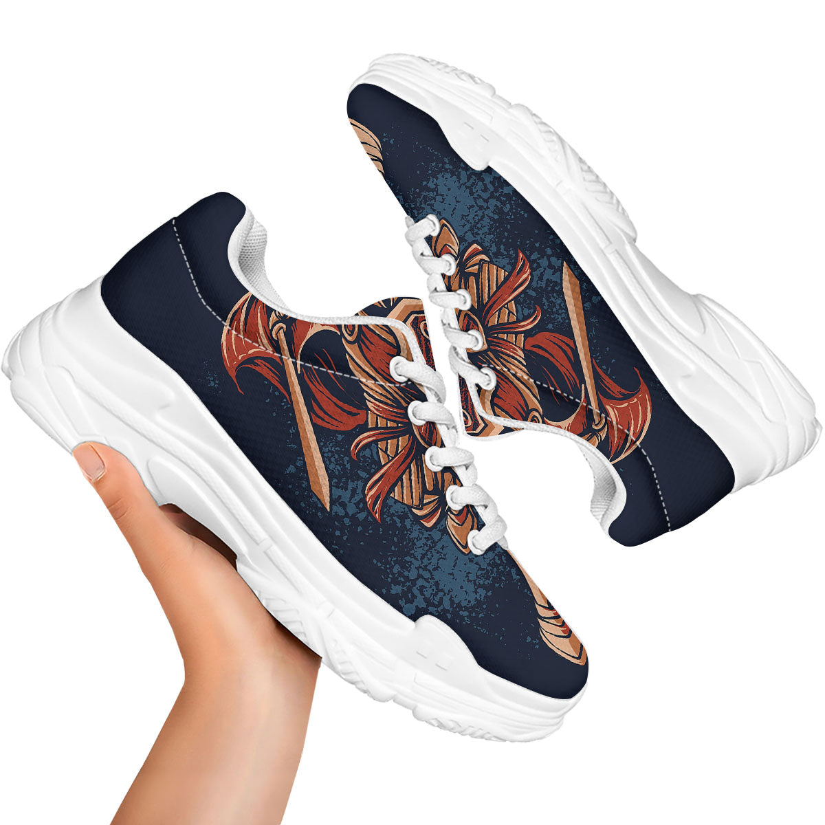 Warrior Spartan Print White Chunky Shoes-grizzshop