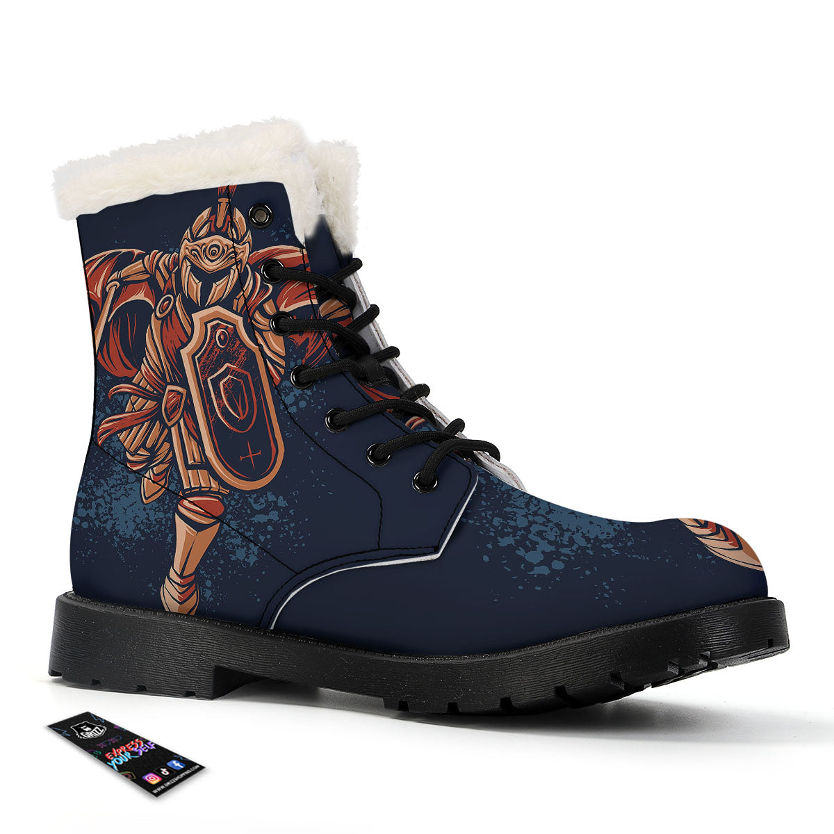 Warrior Spartan Print Winter Boots-grizzshop