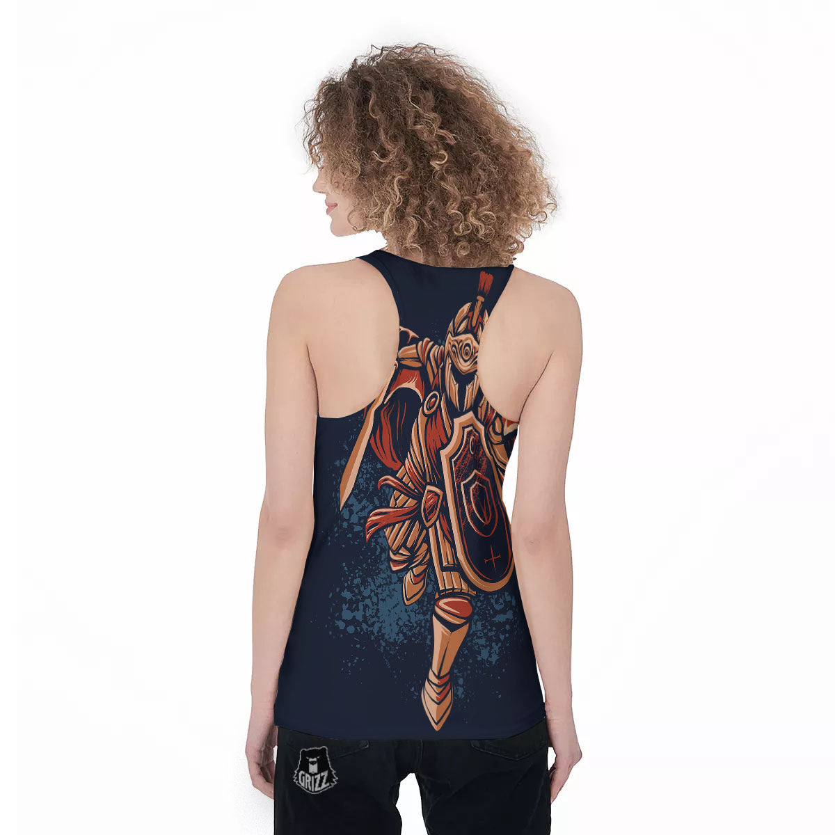 Warrior Spartan Print Women's Racerback Tank Top-grizzshop