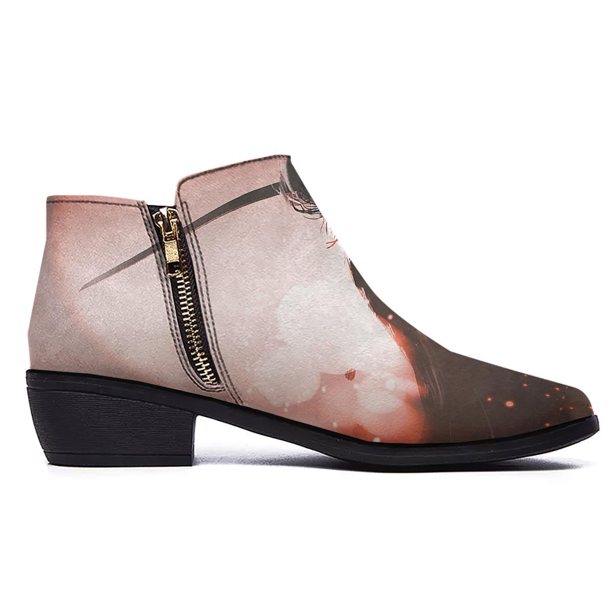 Warrior Sunset Samurai Print Ankle Boots-grizzshop