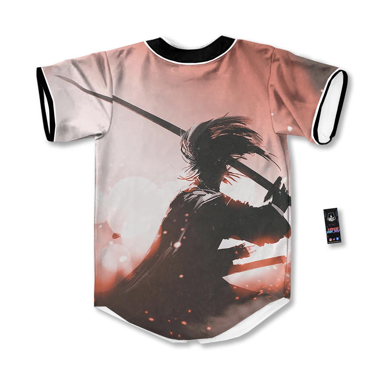 Warrior Sunset Samurai Print Baseball Jersey-grizzshop