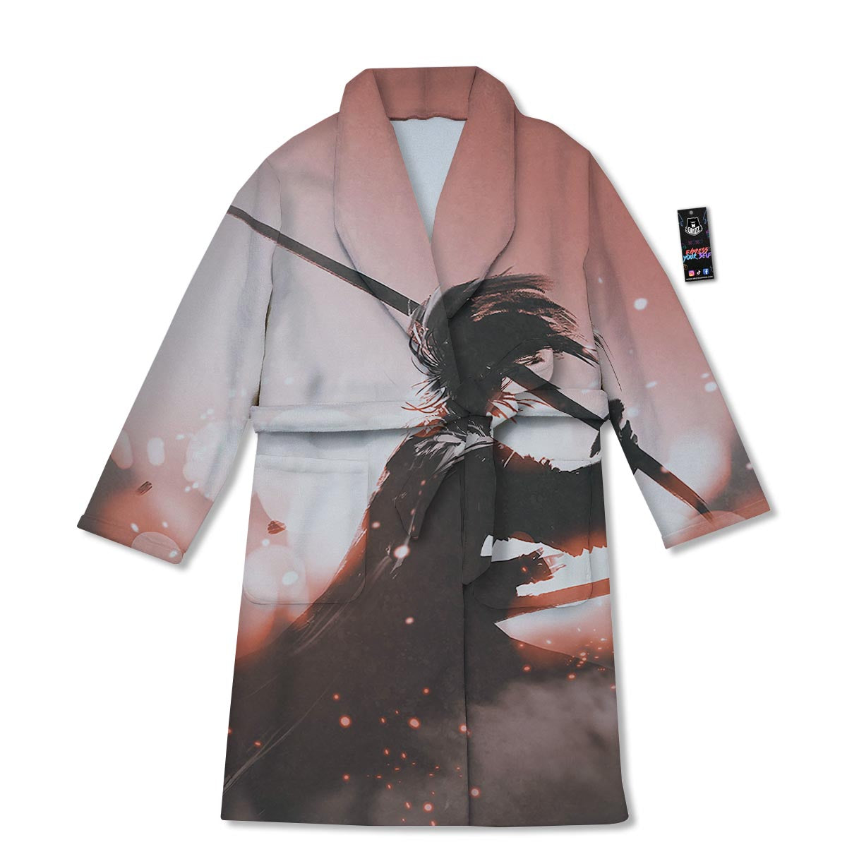 Warrior Sunset Samurai Print Bathrobe-grizzshop