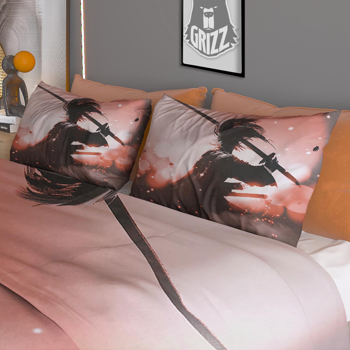 Warrior Sunset Samurai Print Duvet Cover Bedding Set