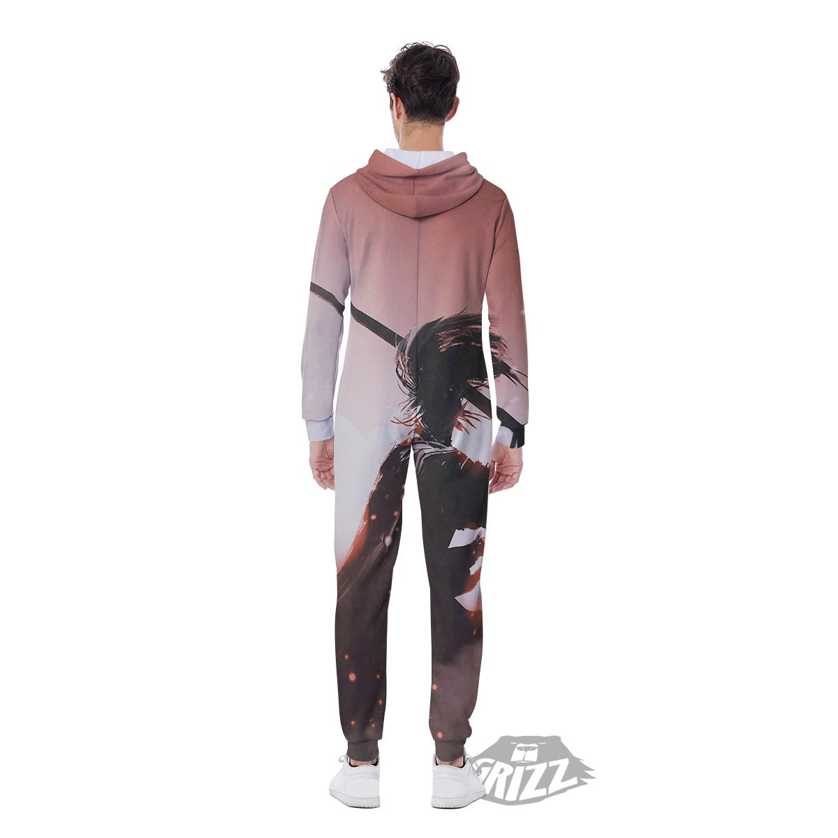 Warrior Sunset Samurai Print Men's Jumpsuit-grizzshop