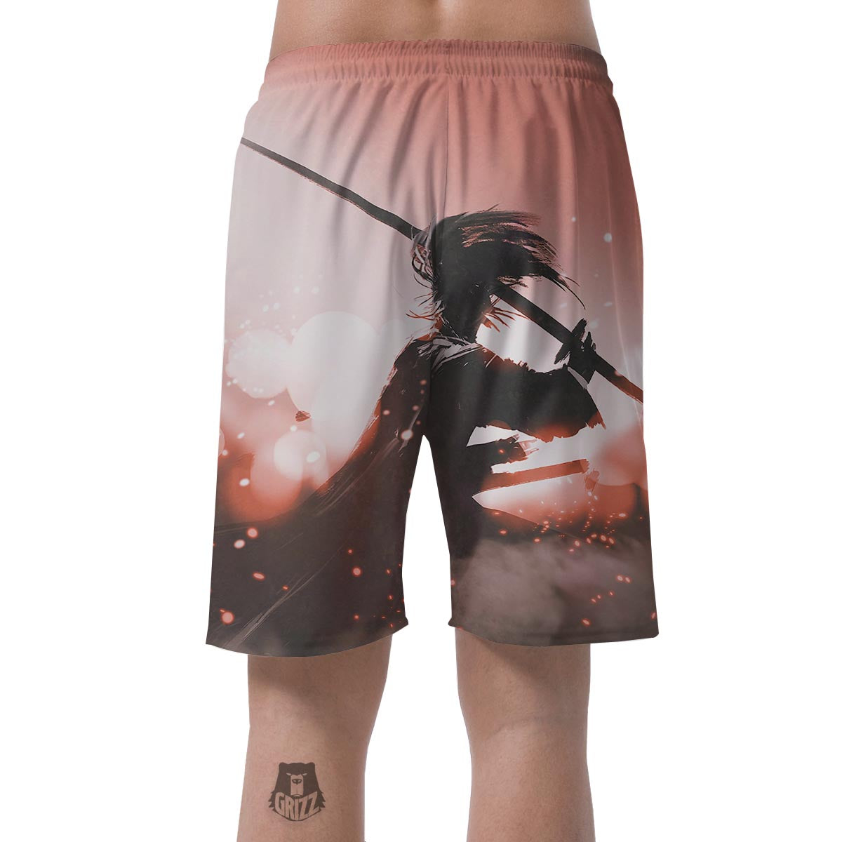 Warrior Sunset Samurai Print Men's Shorts-grizzshop