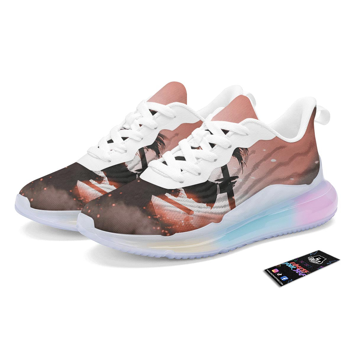 Warrior Sunset Samurai Print Running Sneakers-grizzshop