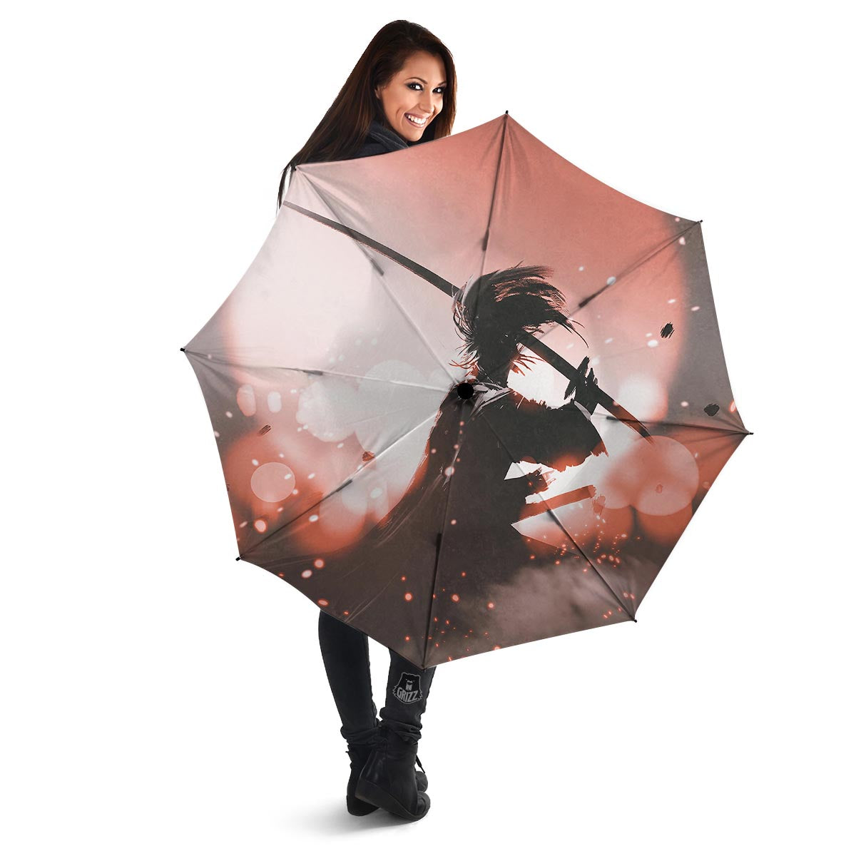 Warrior Sunset Samurai Print Umbrella-grizzshop